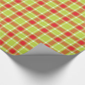 Tartan check plaid rood groen kerstverpakking cadeaupapier (Hoek)