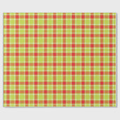 Tartan check plaid rood groen kerstverpakking cadeaupapier (Vlak)