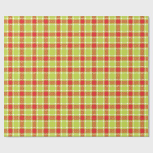 Tartan check plaid rood groen kerstverpakking cadeaupapier (Vlak)