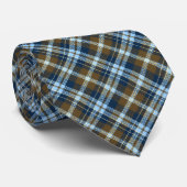 Tartan Check Pset - Brown en Navy Stropdas (Opgerold)