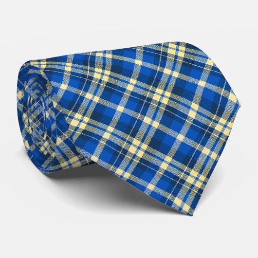 Tartan Check Pset Royal Blue Two-Sided Stropdas (Opgerold)