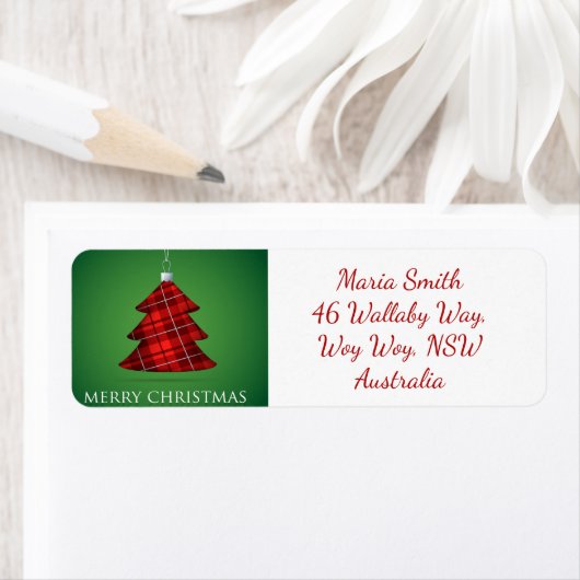 Tartan Christmas bauble Etiket (Insitu)