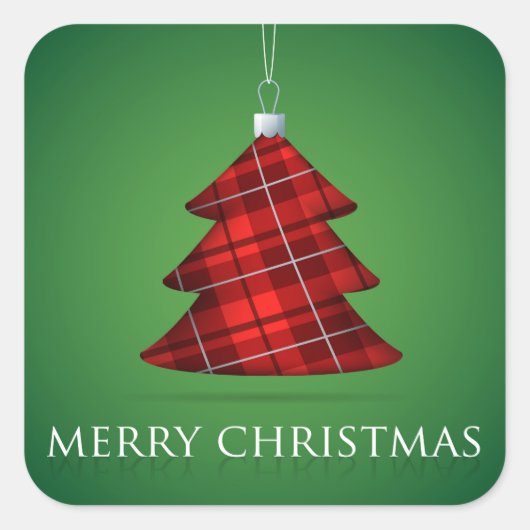 Tartan Christmas bauble Vierkante Sticker (Voorkant)