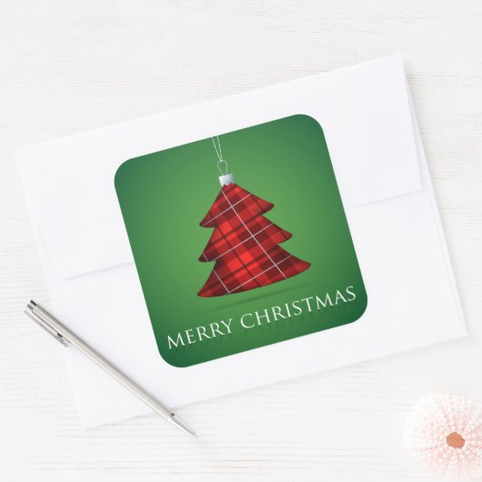 Tartan Christmas bauble Vierkante Sticker (Envelop)