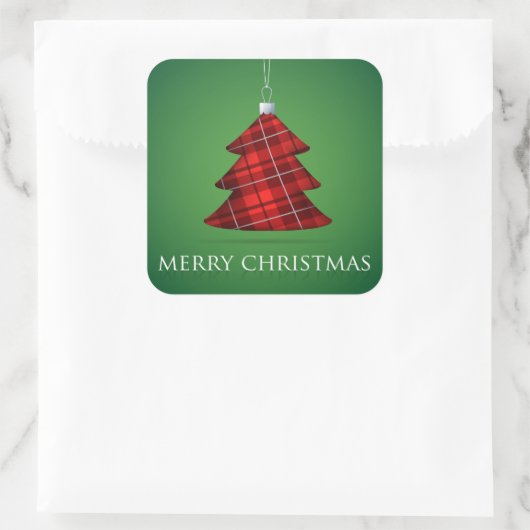 Tartan Christmas bauble Vierkante Sticker (Tas)