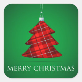 Tartan Christmas bauble Vierkante Sticker