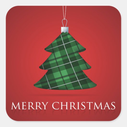 Tartan Christmas bauble Vierkante Sticker (Voorkant)