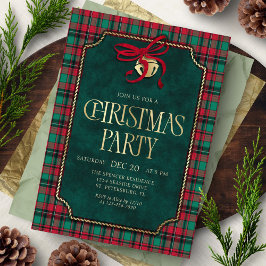 Tartan Christmas Party Invitation Kaart