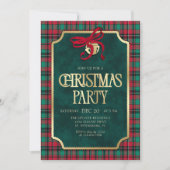 Tartan Christmas Party Invitation Kaart (Voorkant)