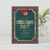 Tartan Christmas Party Invitation Kaart (Staand voorkant)