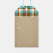 Tartan Christmas Stocking Turquoise en Goud ID209 Cadeaulabel (Achterkant)