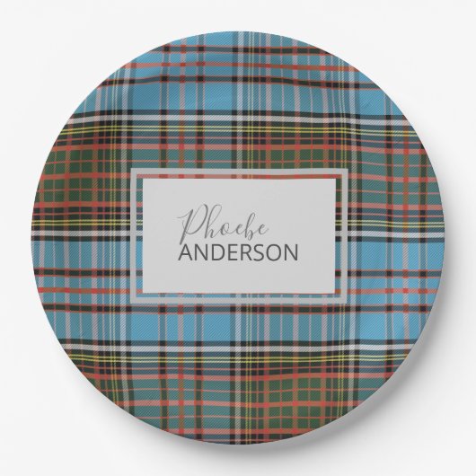 Tartan Clan Anderson Pset Check Custom Papieren Bordje (Voorkant)