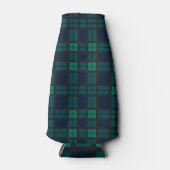 Tartan Clan Black Bekijk Blauw groen gecheckt Flesjeskoeler (Voorkant)