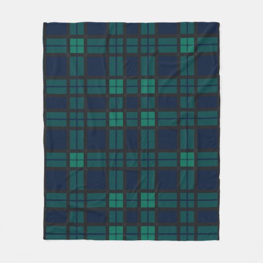 Tartan Clan Black Bekijk de blauwe groene cheque Fleece Deken (Voorkant)