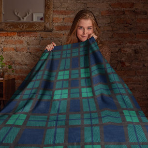 Tartan Clan Black Bekijk de blauwe groene cheque Fleece Deken