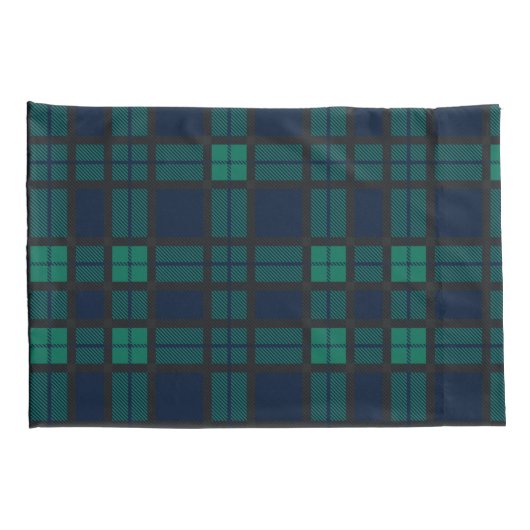 Tartan Clan Black Bekijk de blauwe groene cheque Kussensloop (Achterkant-Rechts)