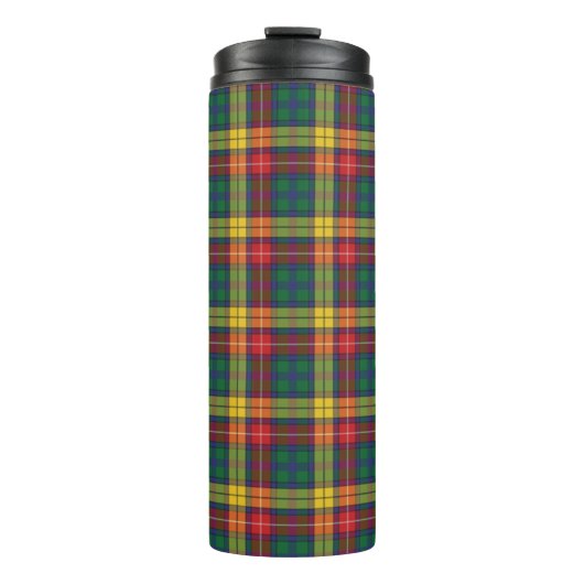 Tartan Clan Buchanan Groene Rode Check Thermosbeker (Voorkant)
