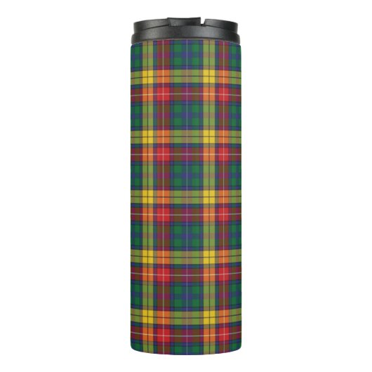 Tartan Clan Buchanan Groene Rode Check Thermosbeker (Achterkant)