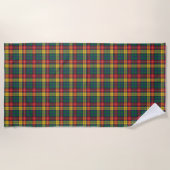 Tartan Clan Buchanan Plaid Geel Rood Groen Check Strandlaken (Voorkant)