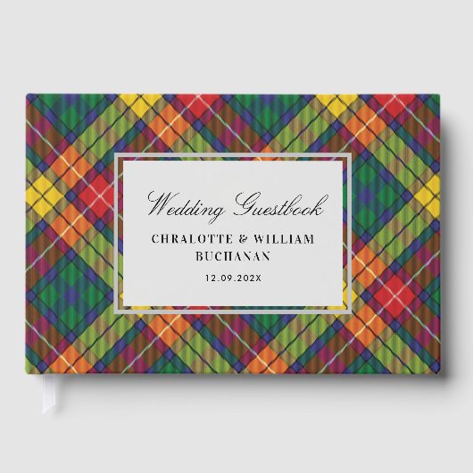 Tartan Clan Buchanan Pset Multicolor Check Custom Gastenboek (Voorkant)