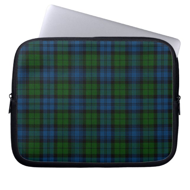 Tartan Clan Campbell Militair Gepland Blauw Laptop Sleeve (Voorkant)