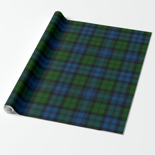 Tartan Clan Campbell Militair Gepland Groen Contro Cadeaupapier (Uitgerold)