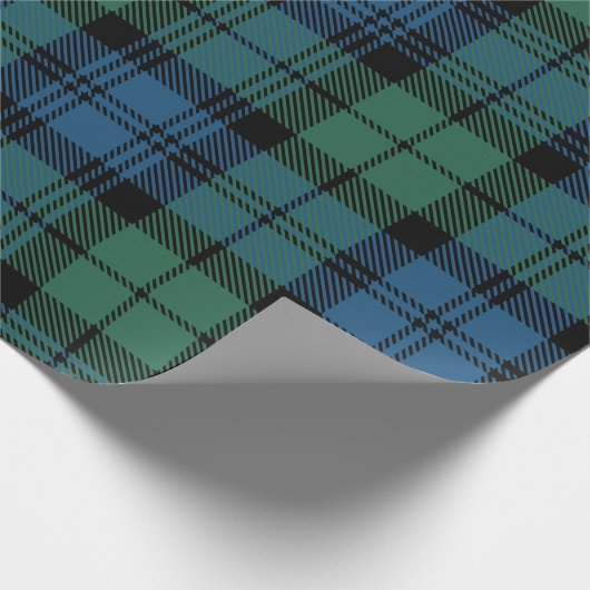 Tartan Clan Campbell Pset Black Green Pattern Cadeaupapier (Hoek)