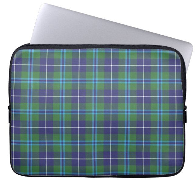 Tartan Clan Douglas Pset Green Violet Check Laptop Sleeve (Voorkant)