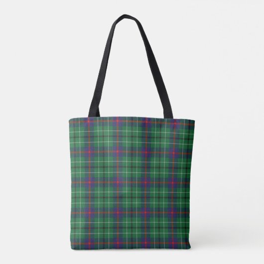 Tartan Clan Duncan Plaid Groen Paarse Rood Check Tote Bag (Achterkant)