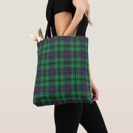 Tartan Clan Duncan Plaid Groen Paarse Rood Check Tote Bag (Dichtbij)