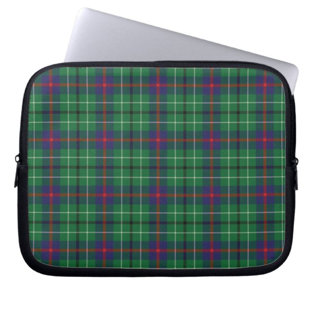 Tartan Clan Duncan Pset Green Paarse Check Laptop Sleeve (Voorkant)