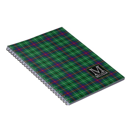 Tartan Clan Duncan Pset Pattern Monogram Naam Notitieboek (Rechterzijde)