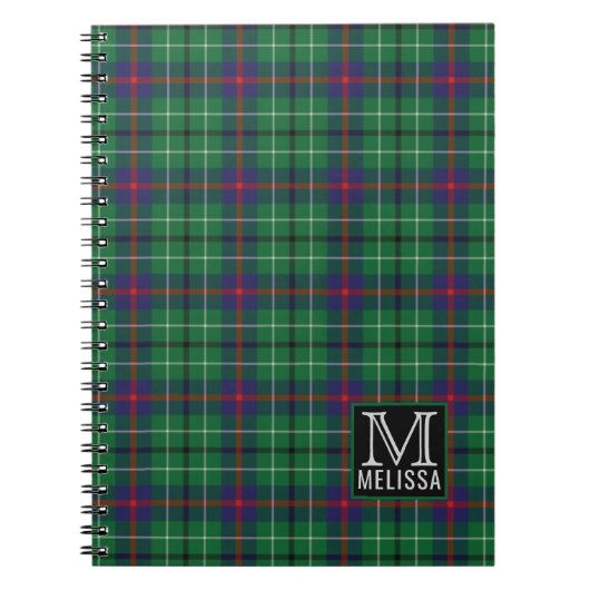 Tartan Clan Duncan Pset Pattern Monogram Naam Notitieboek (Voorkant)