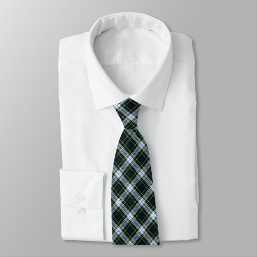 Tartan Clan Gordon Pset Green White Pattern Neck Stropdas (Gebonden)