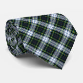 Tartan Clan Gordon Pset Green White Pattern Neck Stropdas (Opgerold)