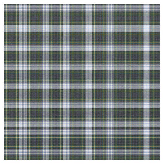 Tartan Clan Gordon Pset Pattern White Blue Green Stof (Close Up)