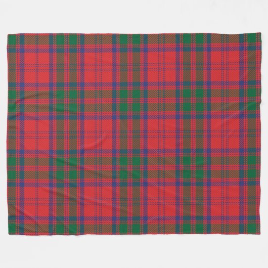 Tartan Clan Grant Pset Green Red Check Fleece Deken (Voorkant (Horizontaal))