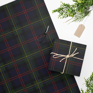 Tartan Clan Malcolm Paars Green Red Check Patroon Cadeaupapier