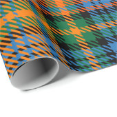 Tartan Clan Murray Pset Blue Oranje Green Check Cadeaupapier (Rol Hoek)