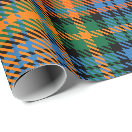 Tartan Clan Murray Pset Blue Oranje Green Check Cadeaupapier (Rol Hoek)