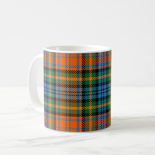Tartan Clan Murray Pset Oranje Blue Check Koffiemok (Voorkant links)