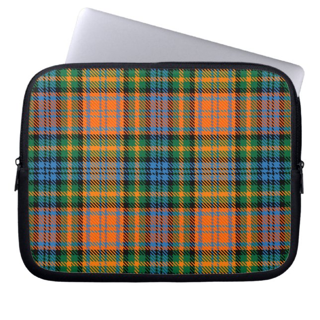 Tartan Clan Murray Pset Oranje Blue Check Laptop Sleeve (Voorkant)