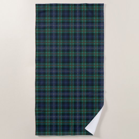 Tartan Clan Robertson Plaid Paarse Groene Check Strandlaken (Voorkant)