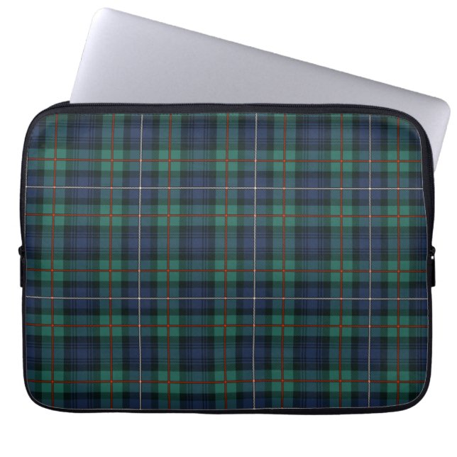 Tartan Clan Robertson Pset Green Paarse Check Laptop Sleeve (Voorkant)