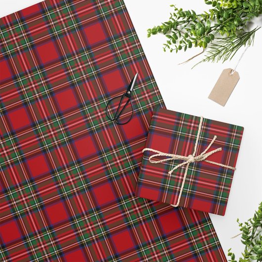 Tartan Clan Stewart Pset Black Red Check Patroon Cadeaupapier