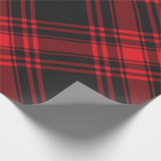 Tartan Clan Stewart Pset Black Red Check Patroon Cadeaupapier (Hoek)