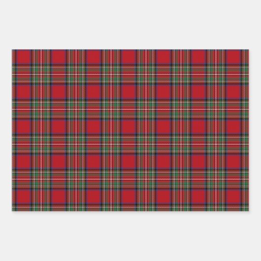 Tartan Clan Stewart Pset Black Red Family Rustin Inpakpapier Vel (Voorkant)