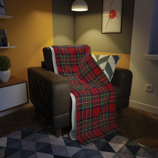 Tartan Clan Stewart Pset Red Green Check Patroon Fleece Deken