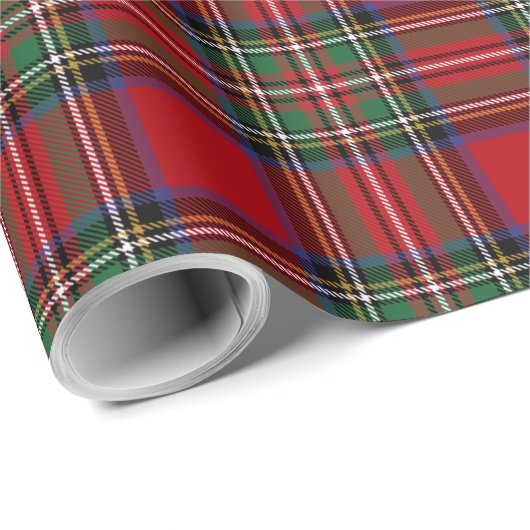 Tartan Clan Stewart Pset Red Green Check Rustic Cadeaupapier (Rol Hoek)