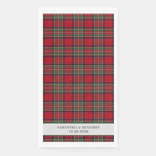 Tartan Clan Stewart Schotse Plaid Zwart Rood Aange Servet (Voorkant)
